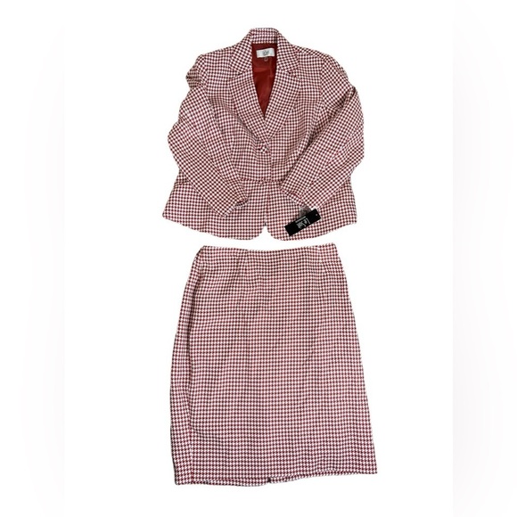 Le Suit Women’s Houndstooth Two Button Skirt Suit - Picture 2 of 16